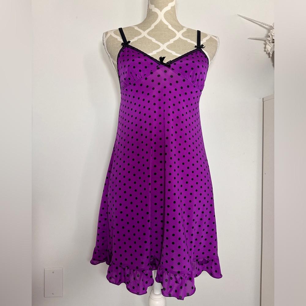 Cutest vintage Y2K purple and black polka dot dress